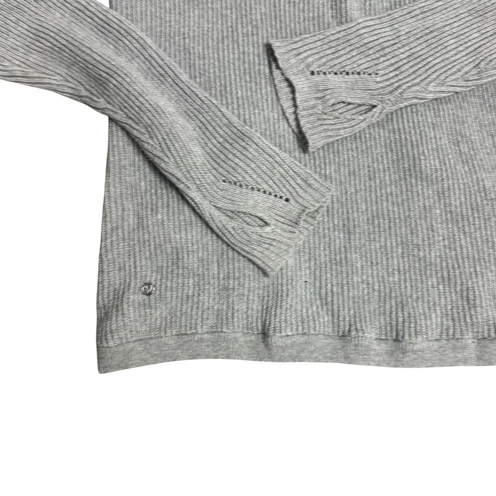 Lululemon Cotton Knit‎ Sweater Pullover Thumb Holes Pockets Gray Size 8